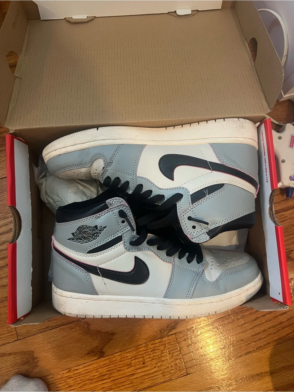 Jordan Kids' Mid-Top Sneakers in Light Gray, White & Black